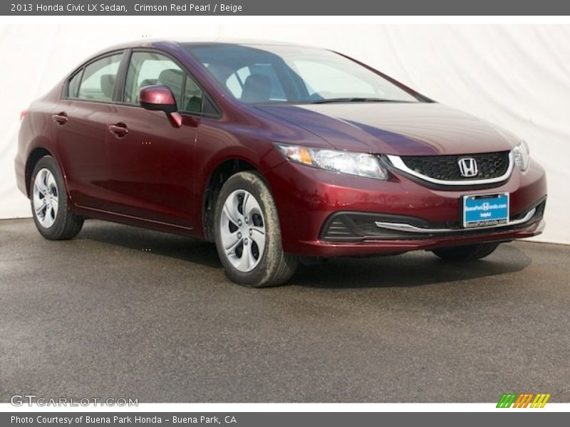 Crimson Red Pearl / Beige 2013 Honda Civic LX Sedan