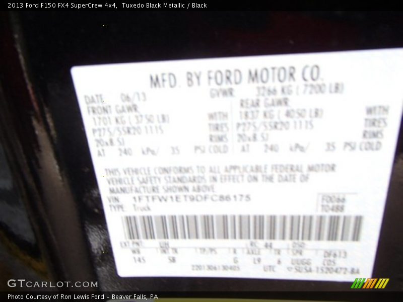Tuxedo Black Metallic / Black 2013 Ford F150 FX4 SuperCrew 4x4