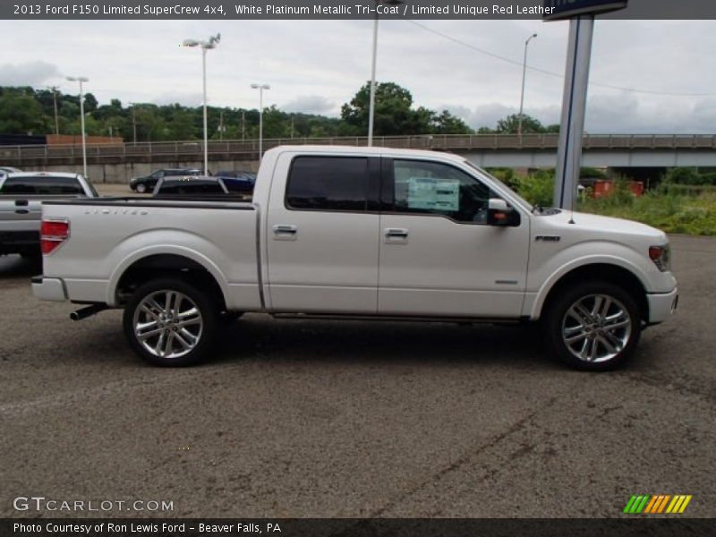 White Platinum Metallic Tri-Coat / Limited Unique Red Leather 2013 Ford F150 Limited SuperCrew 4x4