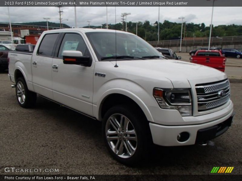 White Platinum Metallic Tri-Coat / Limited Unique Red Leather 2013 Ford F150 Limited SuperCrew 4x4