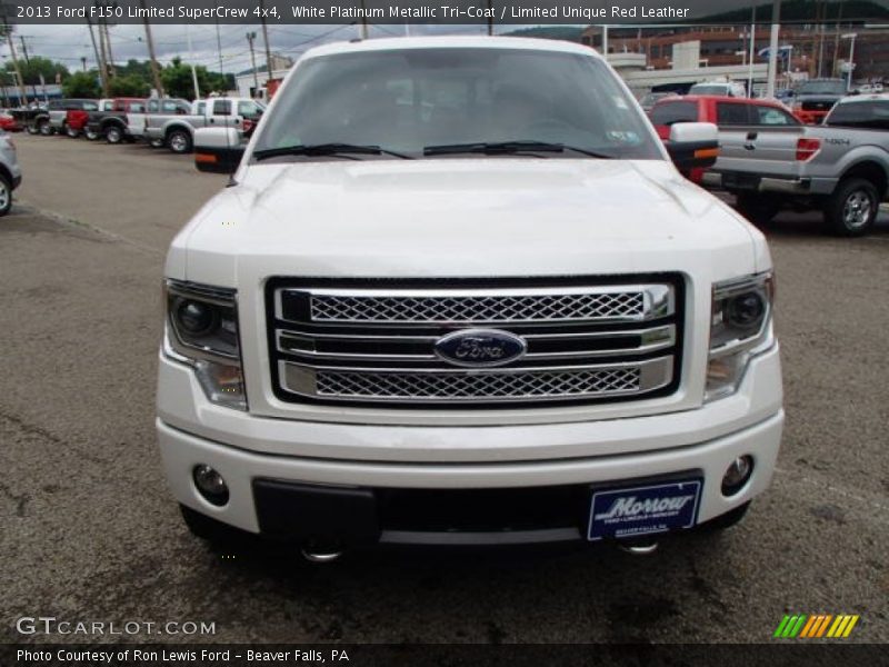 White Platinum Metallic Tri-Coat / Limited Unique Red Leather 2013 Ford F150 Limited SuperCrew 4x4