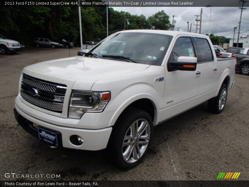 White Platinum Metallic Tri-Coat / Limited Unique Red Leather 2013 Ford F150 Limited SuperCrew 4x4