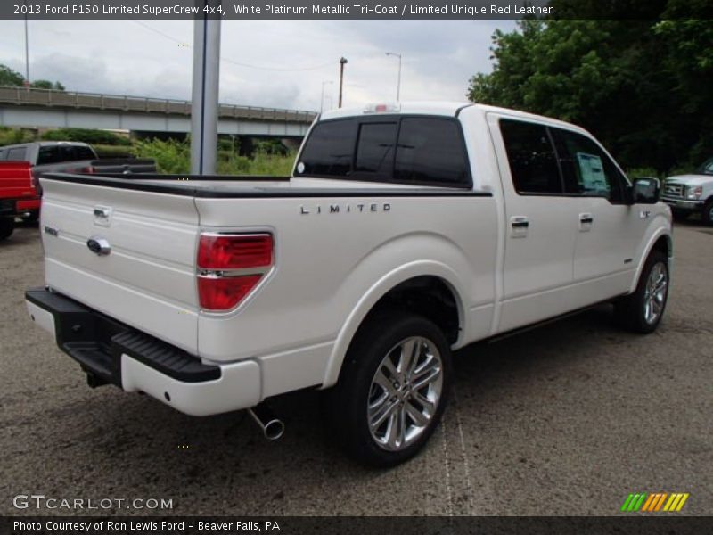 White Platinum Metallic Tri-Coat / Limited Unique Red Leather 2013 Ford F150 Limited SuperCrew 4x4