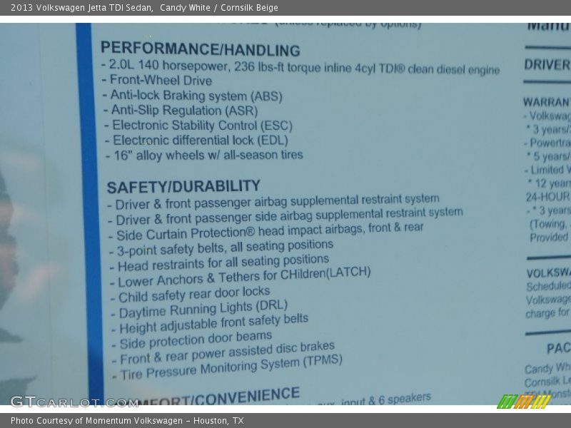 Candy White / Cornsilk Beige 2013 Volkswagen Jetta TDI Sedan