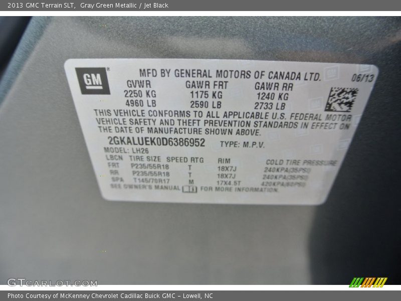 Gray Green Metallic / Jet Black 2013 GMC Terrain SLT