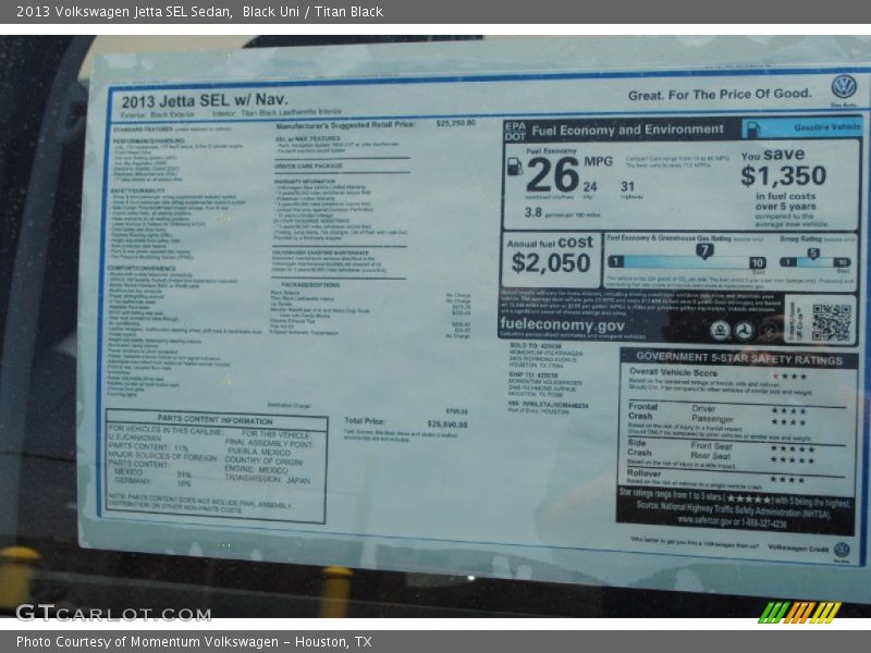 Black Uni / Titan Black 2013 Volkswagen Jetta SEL Sedan
