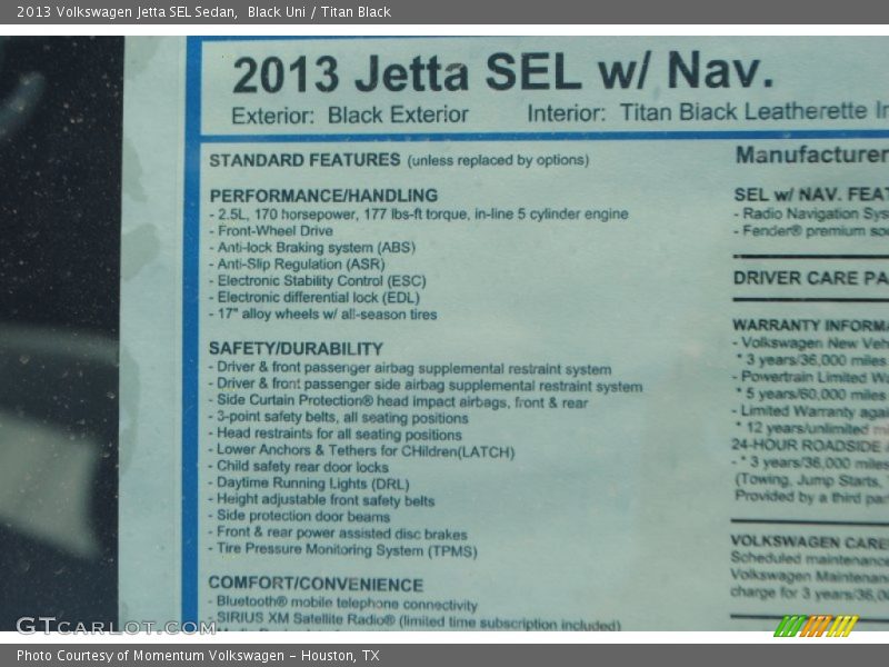 Black Uni / Titan Black 2013 Volkswagen Jetta SEL Sedan