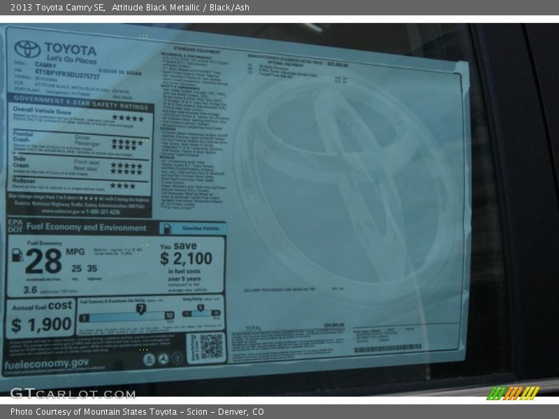 Attitude Black Metallic / Black/Ash 2013 Toyota Camry SE