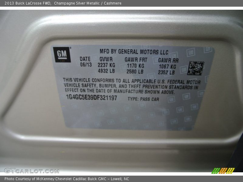 Champagne Silver Metallic / Cashmere 2013 Buick LaCrosse FWD
