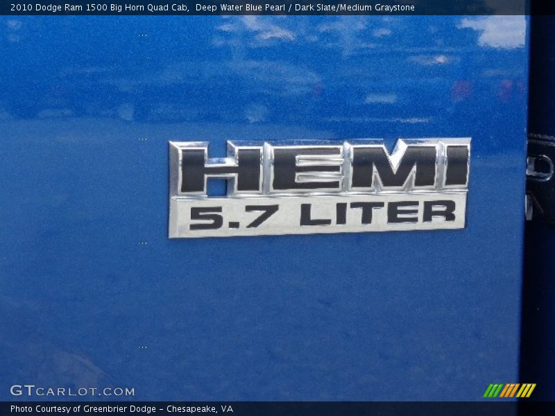 Deep Water Blue Pearl / Dark Slate/Medium Graystone 2010 Dodge Ram 1500 Big Horn Quad Cab