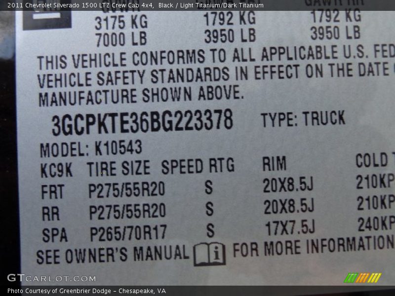 Black / Light Titanium/Dark Titanium 2011 Chevrolet Silverado 1500 LTZ Crew Cab 4x4