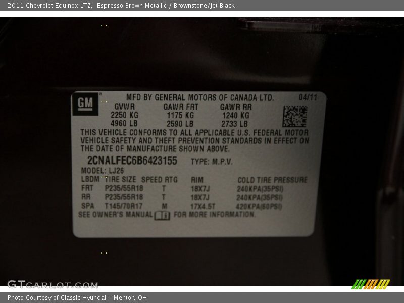 Espresso Brown Metallic / Brownstone/Jet Black 2011 Chevrolet Equinox LTZ