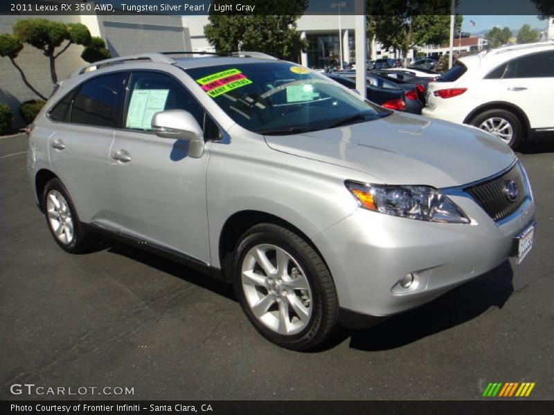Tungsten Silver Pearl / Light Gray 2011 Lexus RX 350 AWD