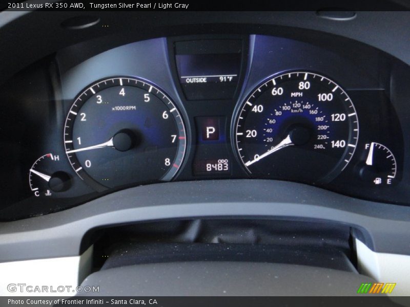 Tungsten Silver Pearl / Light Gray 2011 Lexus RX 350 AWD