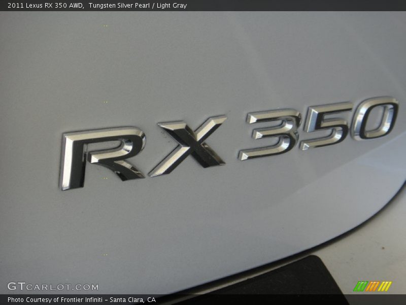 Tungsten Silver Pearl / Light Gray 2011 Lexus RX 350 AWD