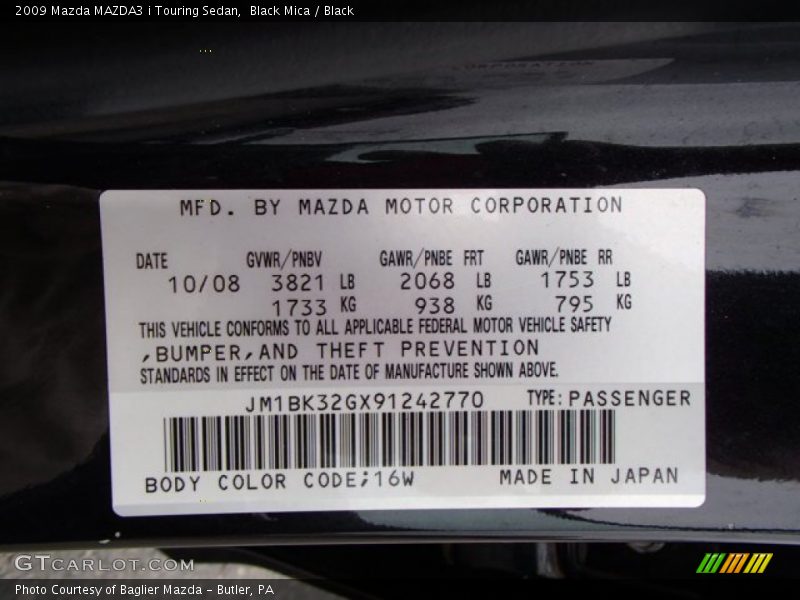 Black Mica / Black 2009 Mazda MAZDA3 i Touring Sedan