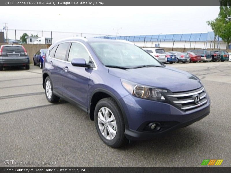 Twilight Blue Metallic / Gray 2013 Honda CR-V EX-L AWD