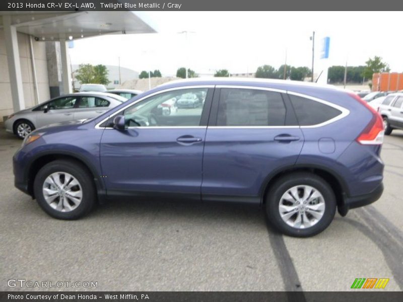 Twilight Blue Metallic / Gray 2013 Honda CR-V EX-L AWD