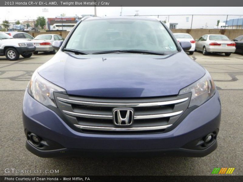 Twilight Blue Metallic / Gray 2013 Honda CR-V EX-L AWD