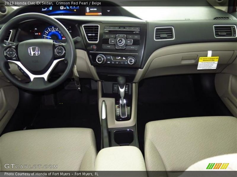 Crimson Red Pearl / Beige 2013 Honda Civic EX Sedan