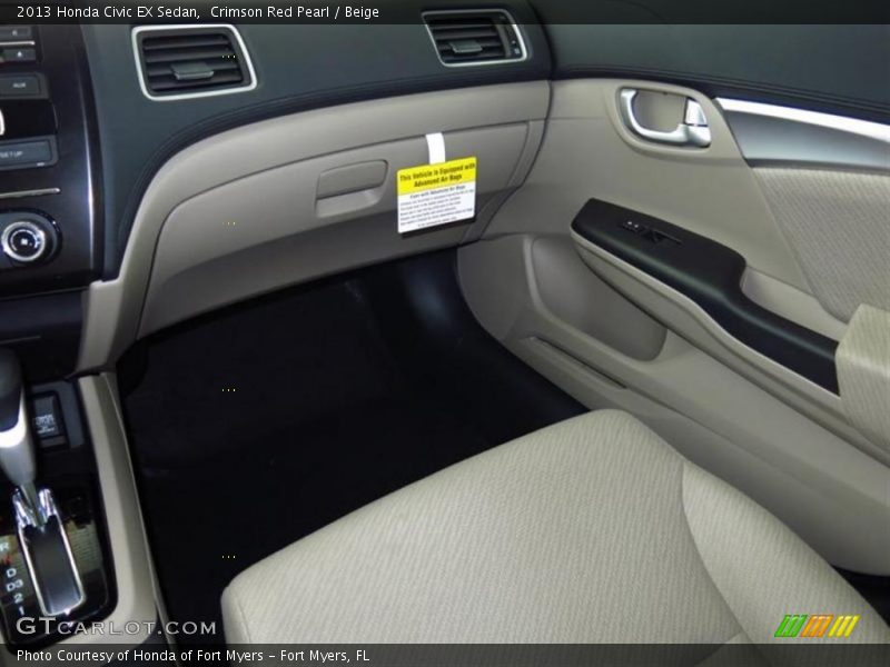 Crimson Red Pearl / Beige 2013 Honda Civic EX Sedan