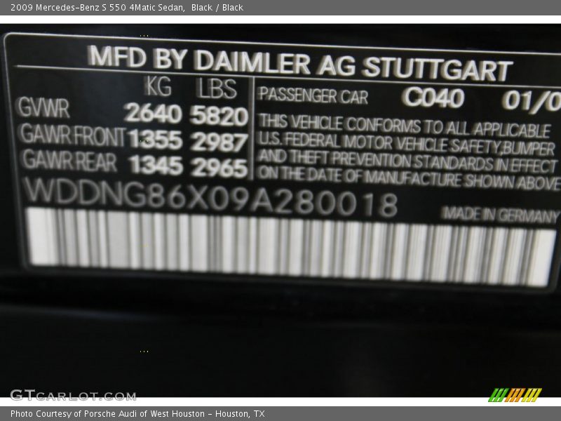 Black / Black 2009 Mercedes-Benz S 550 4Matic Sedan