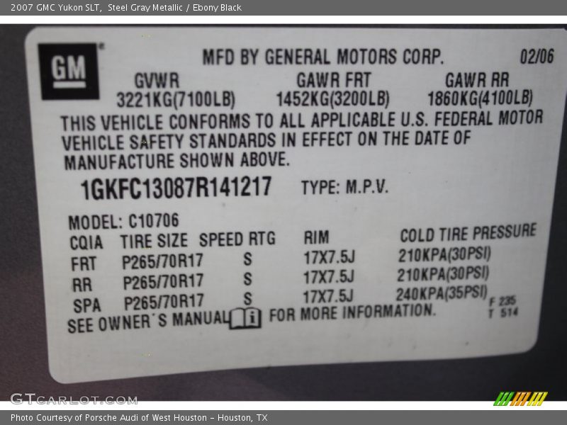 Steel Gray Metallic / Ebony Black 2007 GMC Yukon SLT
