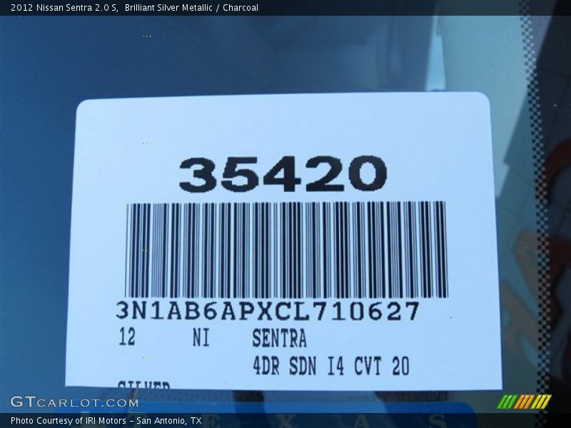 Brilliant Silver Metallic / Charcoal 2012 Nissan Sentra 2.0 S