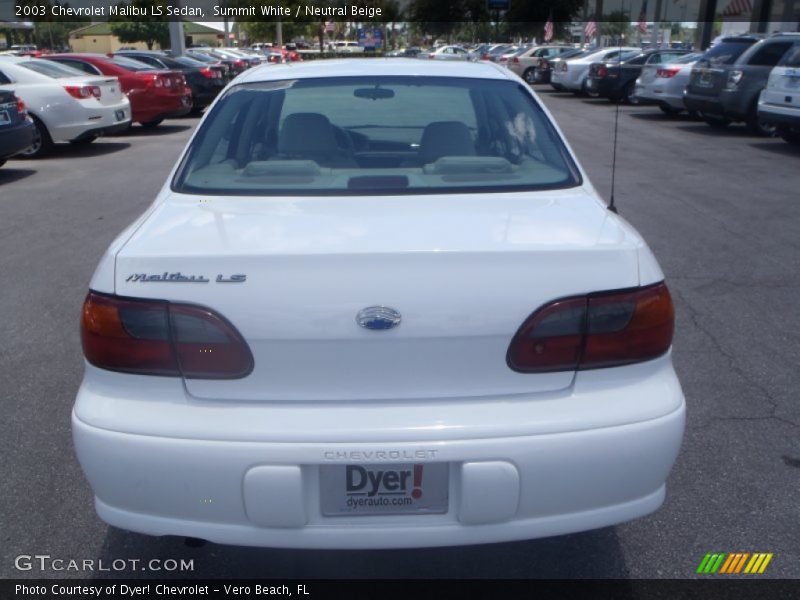 Summit White / Neutral Beige 2003 Chevrolet Malibu LS Sedan