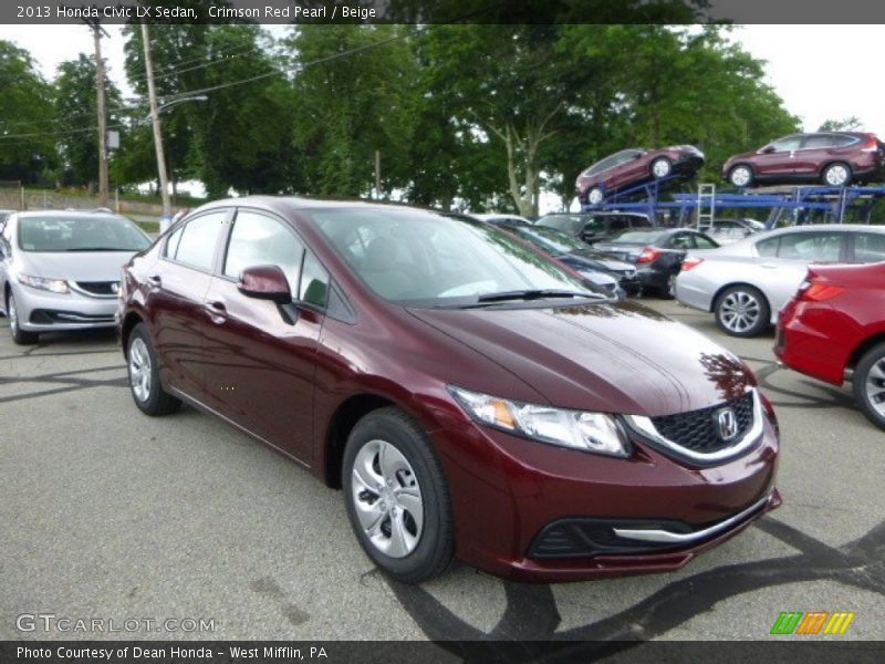 Crimson Red Pearl / Beige 2013 Honda Civic LX Sedan