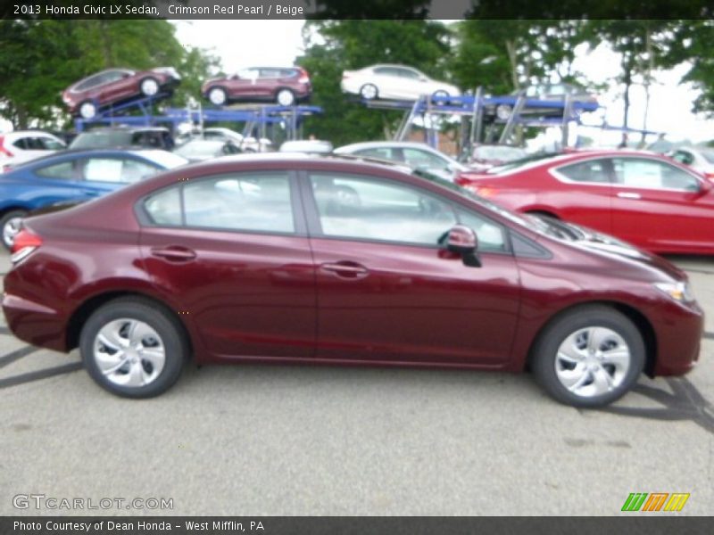 Crimson Red Pearl / Beige 2013 Honda Civic LX Sedan