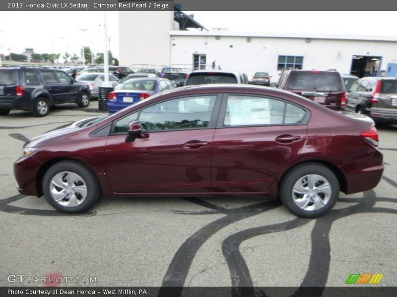 Crimson Red Pearl / Beige 2013 Honda Civic LX Sedan