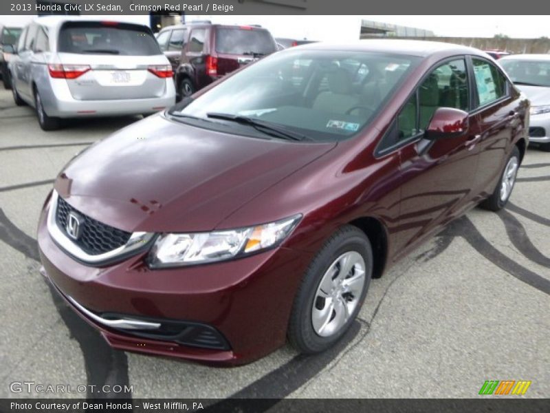 Crimson Red Pearl / Beige 2013 Honda Civic LX Sedan