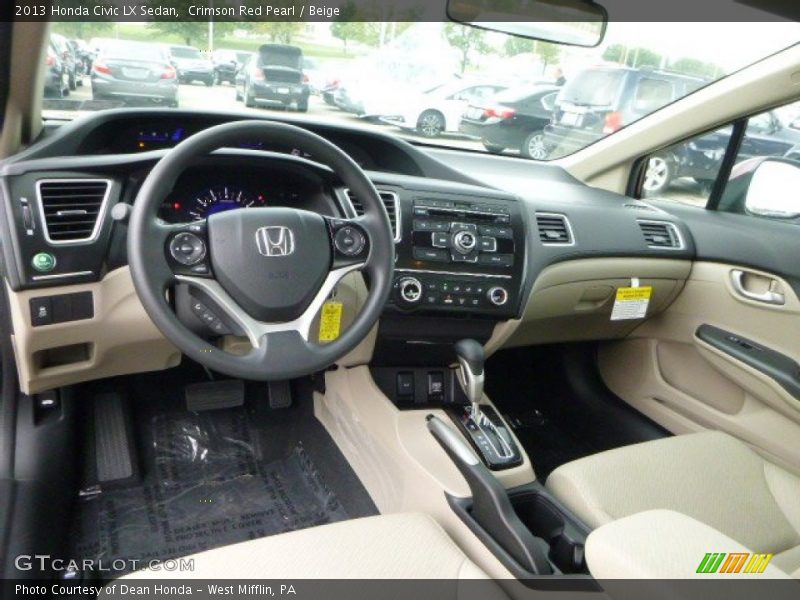 Crimson Red Pearl / Beige 2013 Honda Civic LX Sedan