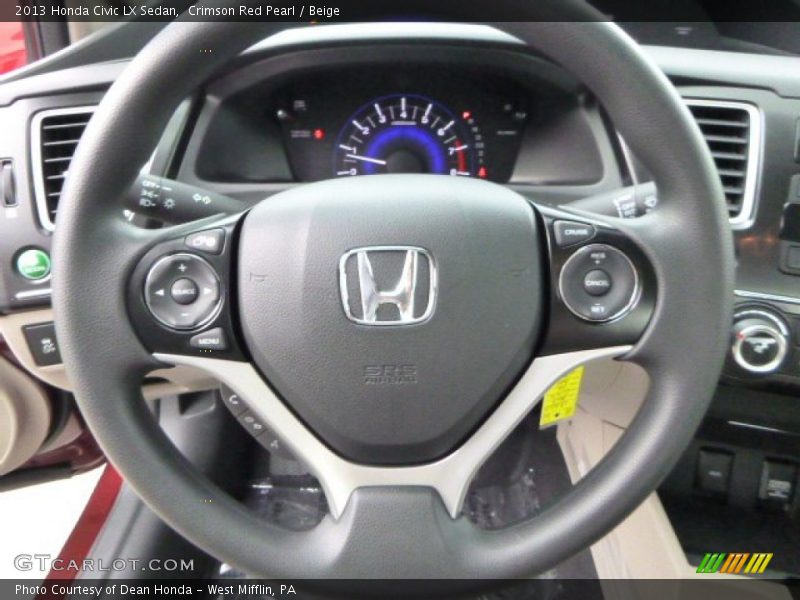 Crimson Red Pearl / Beige 2013 Honda Civic LX Sedan