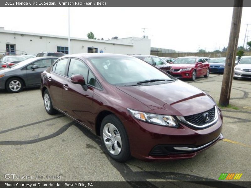 Crimson Red Pearl / Beige 2013 Honda Civic LX Sedan