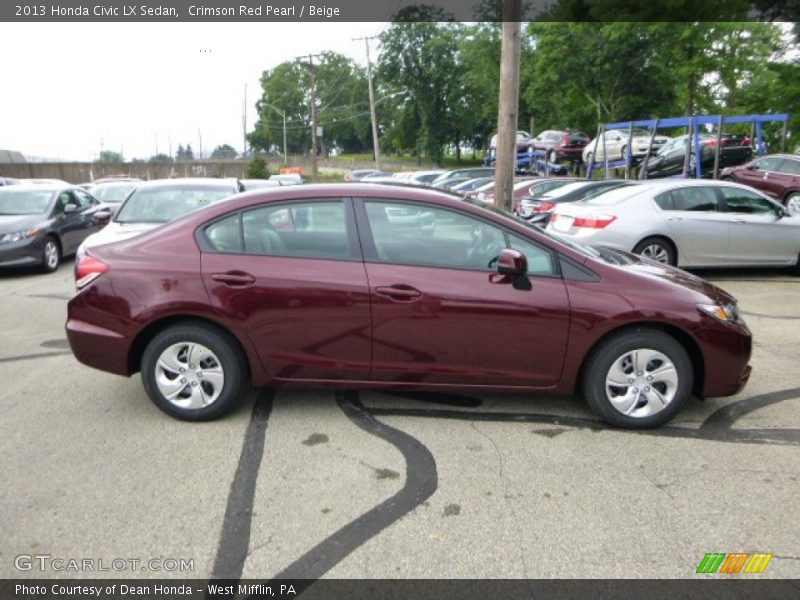 Crimson Red Pearl / Beige 2013 Honda Civic LX Sedan