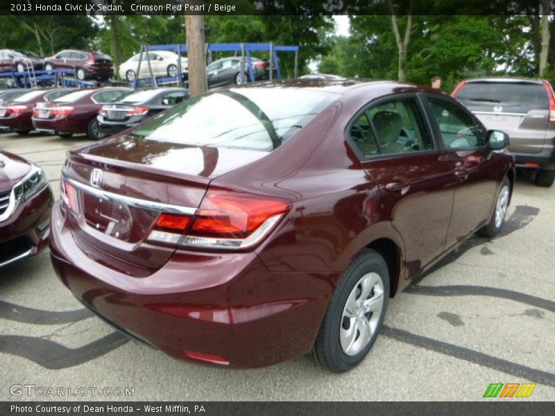 Crimson Red Pearl / Beige 2013 Honda Civic LX Sedan