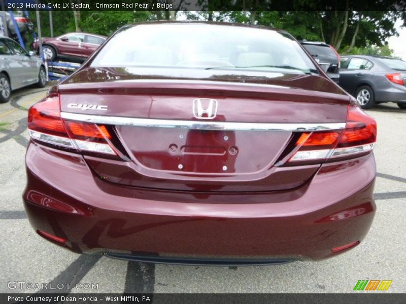 Crimson Red Pearl / Beige 2013 Honda Civic LX Sedan