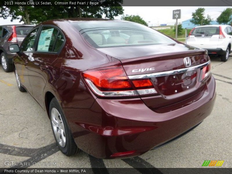 Crimson Red Pearl / Beige 2013 Honda Civic LX Sedan