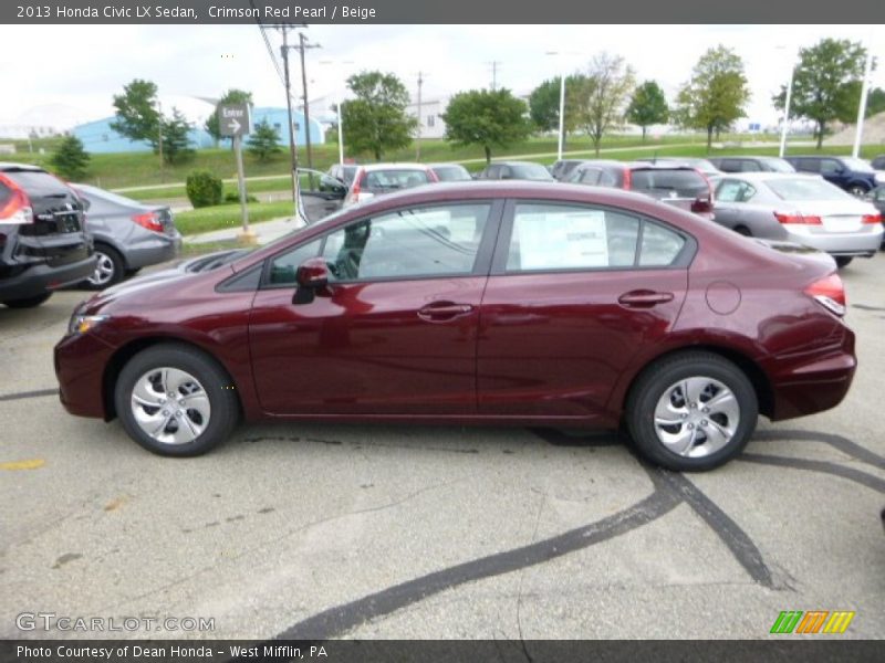 Crimson Red Pearl / Beige 2013 Honda Civic LX Sedan