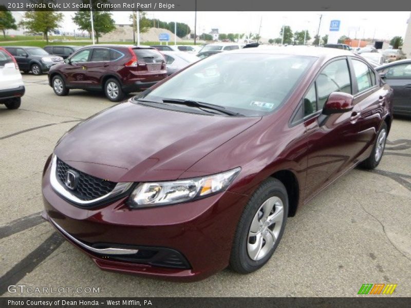 Crimson Red Pearl / Beige 2013 Honda Civic LX Sedan