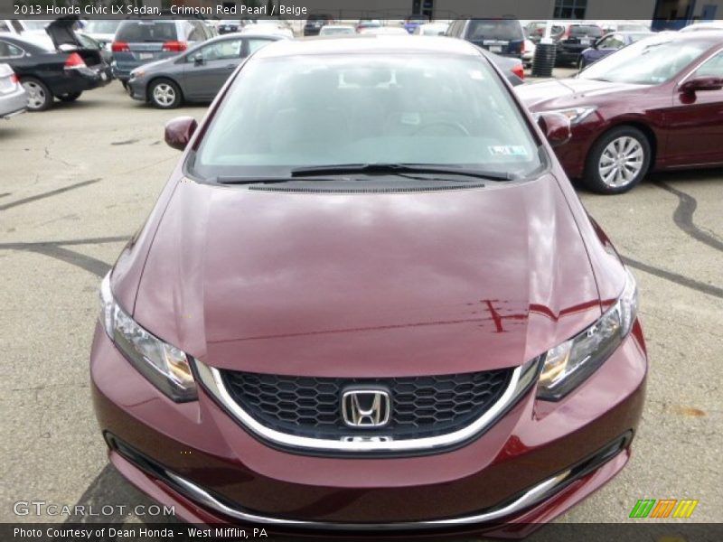 Crimson Red Pearl / Beige 2013 Honda Civic LX Sedan