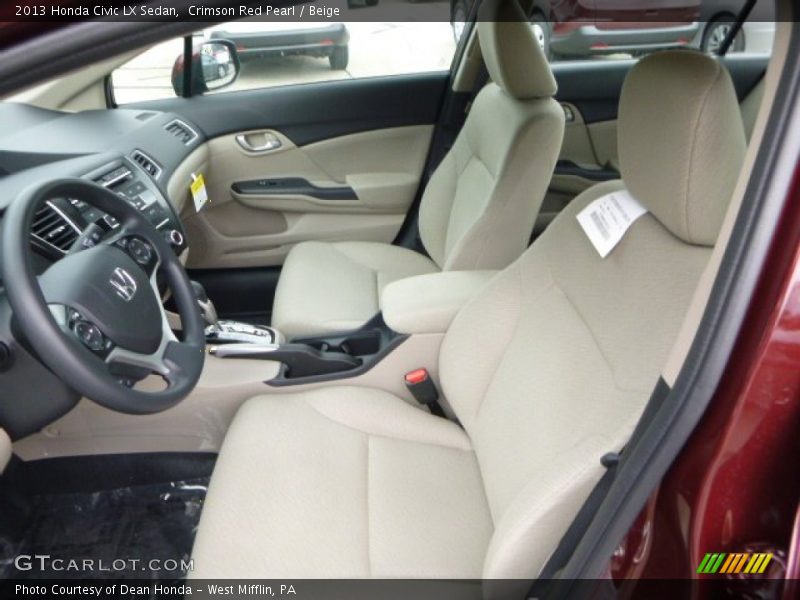 Crimson Red Pearl / Beige 2013 Honda Civic LX Sedan