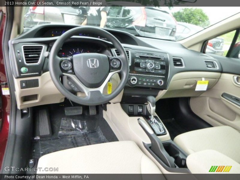 Crimson Red Pearl / Beige 2013 Honda Civic LX Sedan
