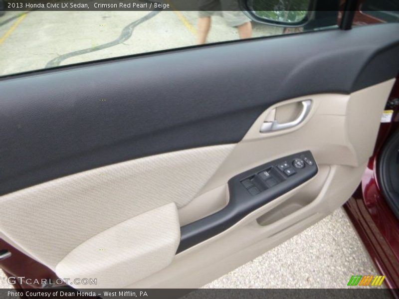 Crimson Red Pearl / Beige 2013 Honda Civic LX Sedan