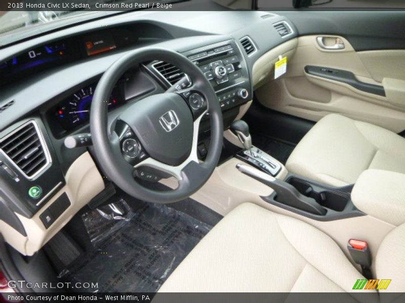 Crimson Red Pearl / Beige 2013 Honda Civic LX Sedan