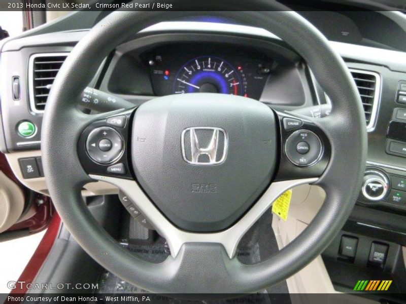Crimson Red Pearl / Beige 2013 Honda Civic LX Sedan