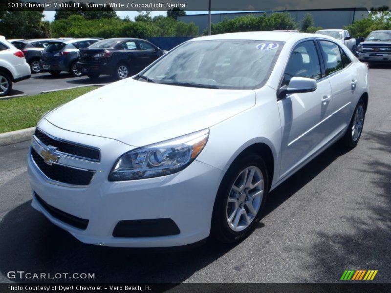 Summit White / Cocoa/Light Neutral 2013 Chevrolet Malibu LT