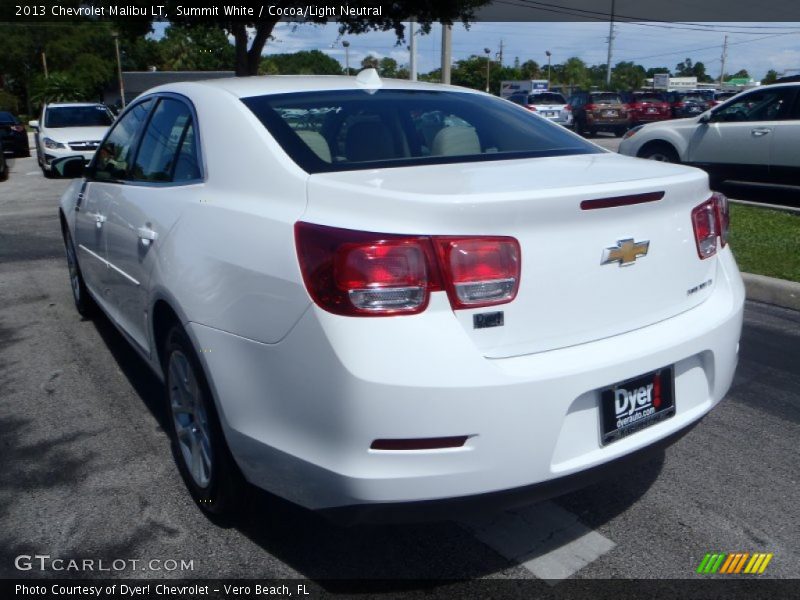 Summit White / Cocoa/Light Neutral 2013 Chevrolet Malibu LT